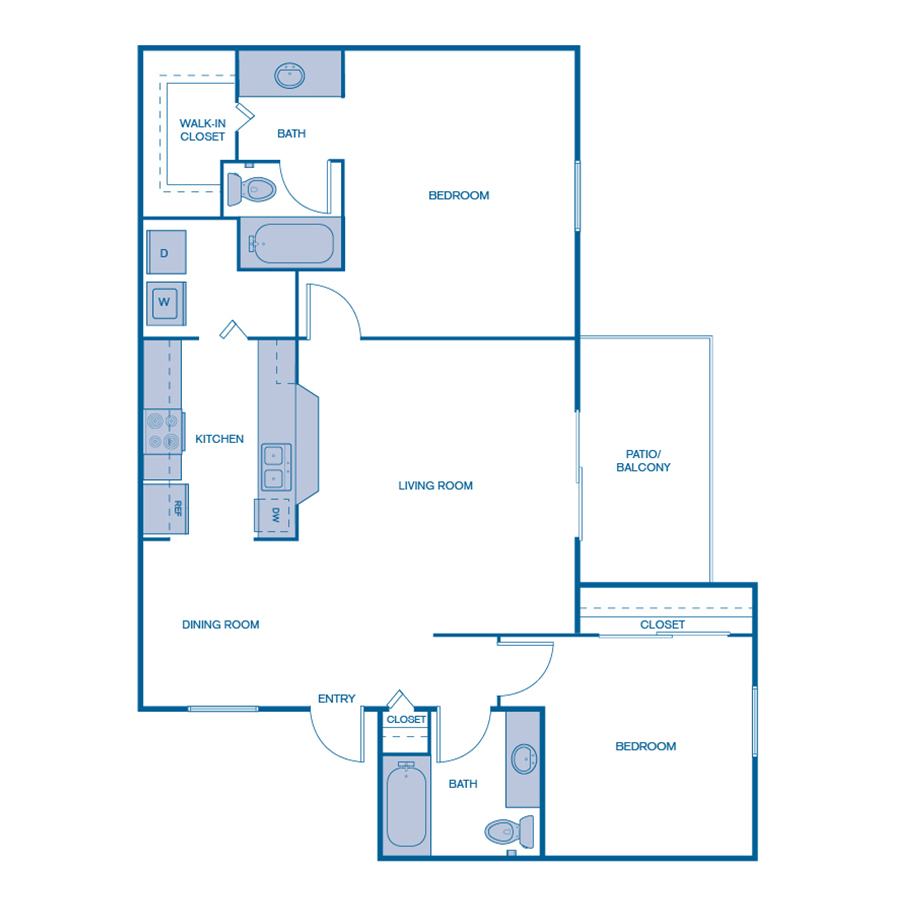 Rendering of the B2 floor plan with 2 bedroom[s] and 2 bathroom[s] at IMT Boynton Beach