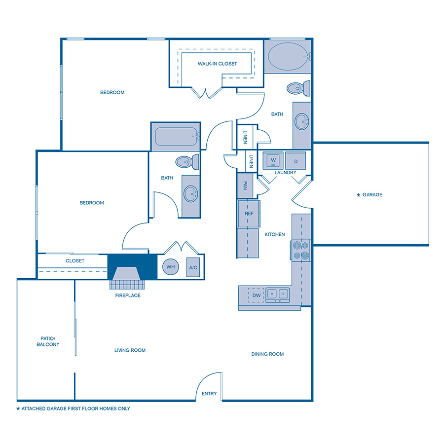 Rendering of the B5 Upgrade floor plan with 2 bedroom[s] and 2 bathroom[s] at IMT Hyland Hills