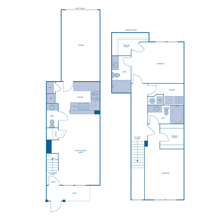 Rendering of the B5 Upgrade floor plan with 2 bedroom[s] and 2 bathroom[s] at IMT Dayton Station