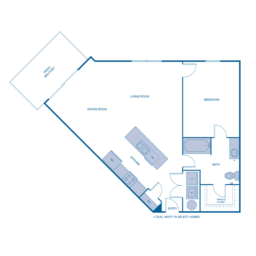 Rendering of the A8LOFT floor plan with 1 bedroom[s] and 1 bathroom[s] at IMT Franklin Gateway