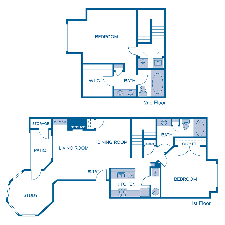 Rendering of the B4e floor plan with 2 bedroom[s] and 2 bathroom[s] at IMT Cherry Creek