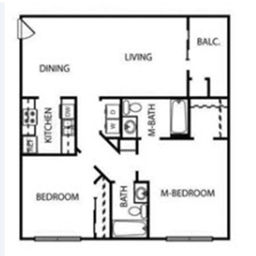 Rendering of the B6 floor plan with 2 bedroom[s] and 2 bathroom[s] at IMT Devonshire
